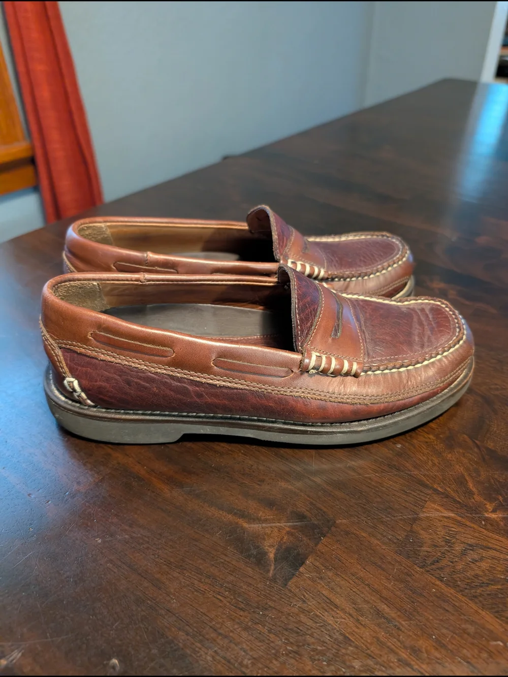 L.L. Bean Classic Brown Leather Penny Loafers, Mens 8